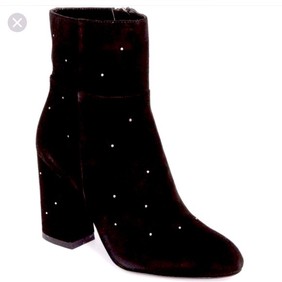 REVOLVE Raye Black Suede Crystal Embellished Booties 6 - Picture 1 of 10
